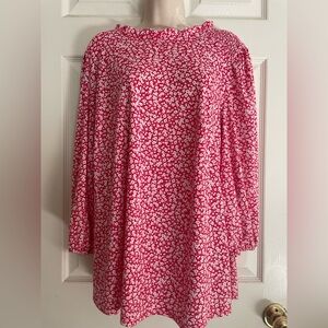 Adrianna Papell‎ Pink and White Floral Top Size 1X